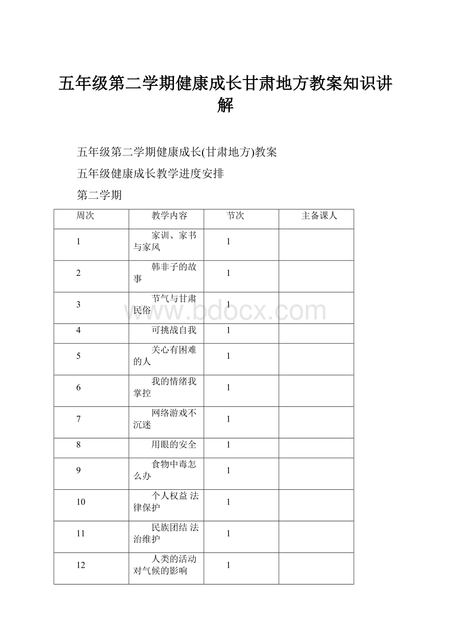 五年级第二学期健康成长甘肃地方教案知识讲解.docx_第1页