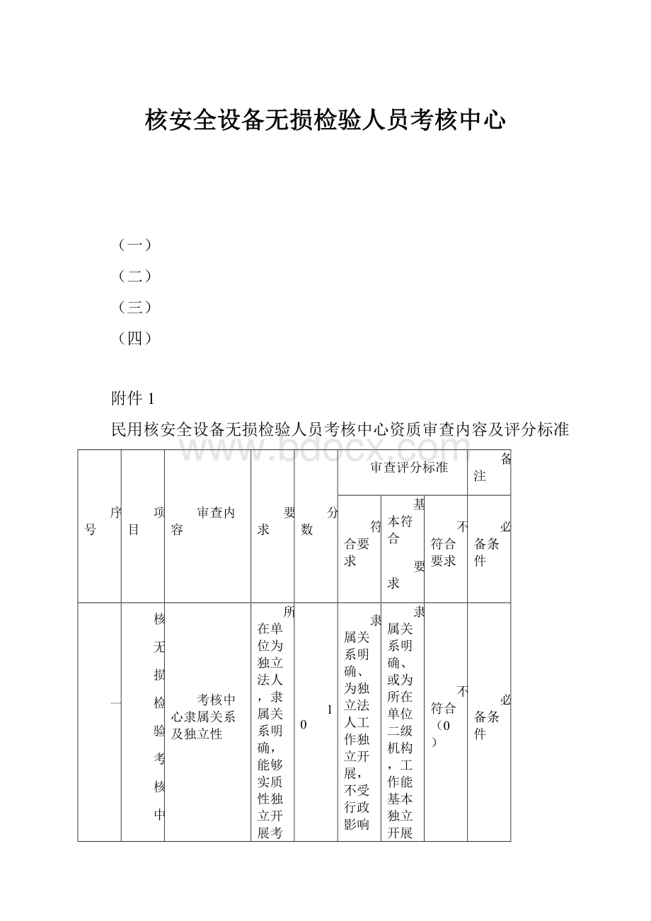 核安全设备无损检验人员考核中心.docx_第1页