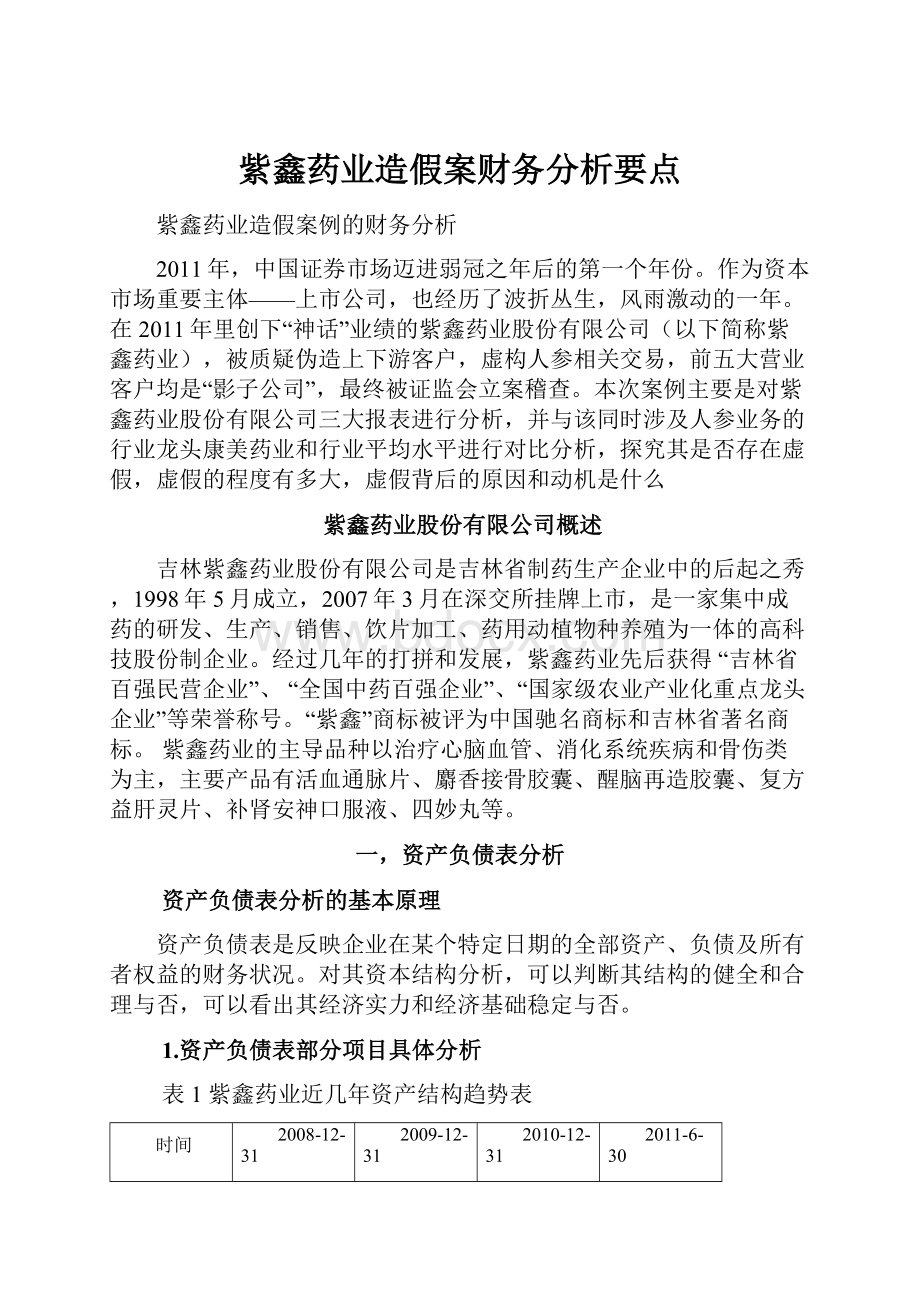 紫鑫药业造假案财务分析要点.docx