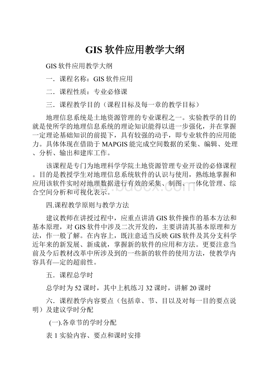 GIS软件应用教学大纲.docx_第1页