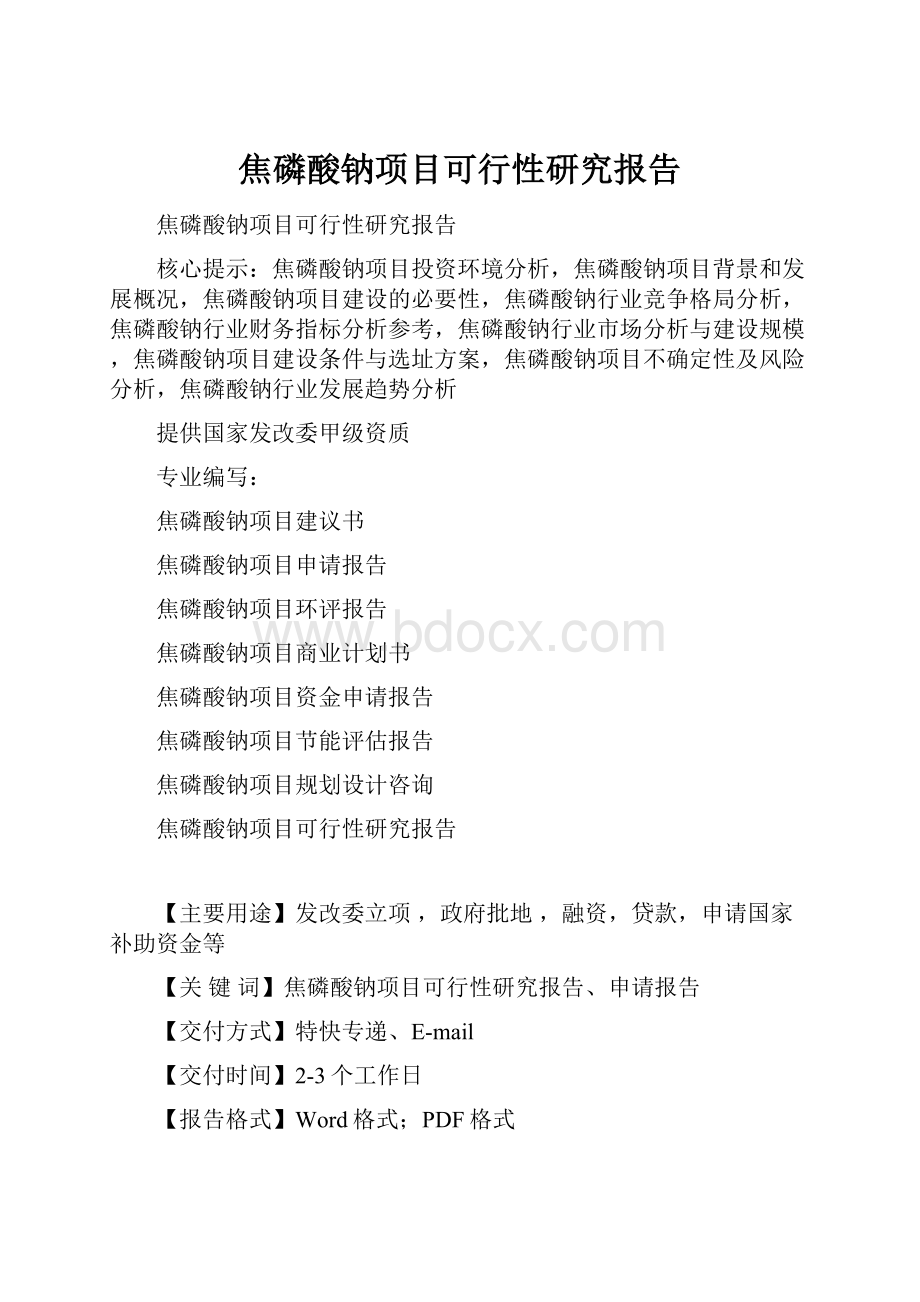 焦磷酸钠项目可行性研究报告.docx