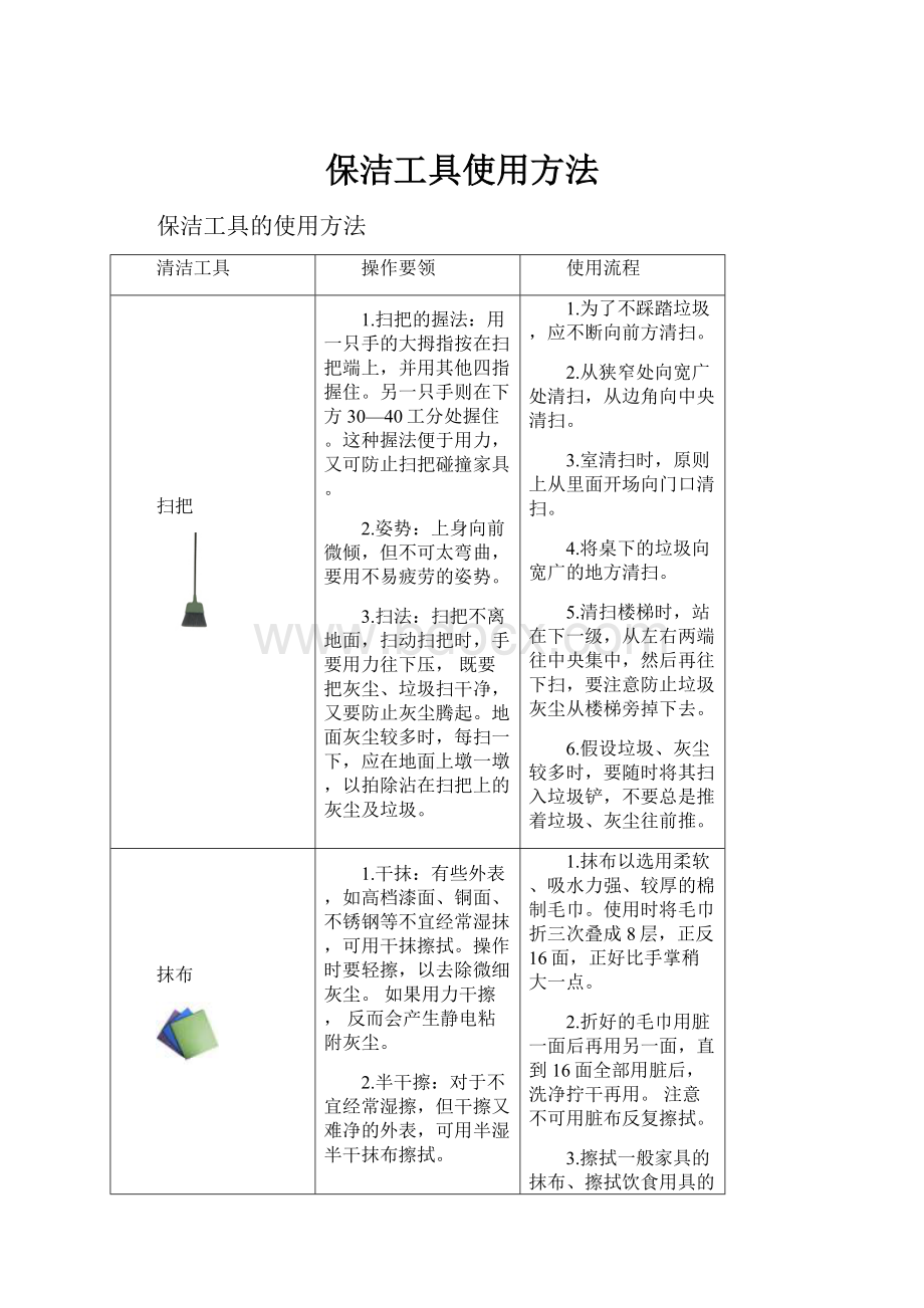 保洁工具使用方法.docx_第1页