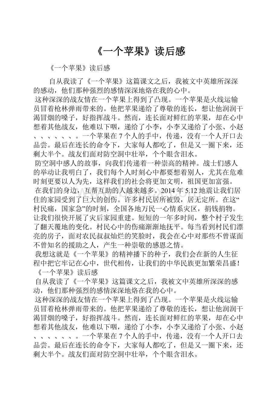 《一个苹果》读后感.docx