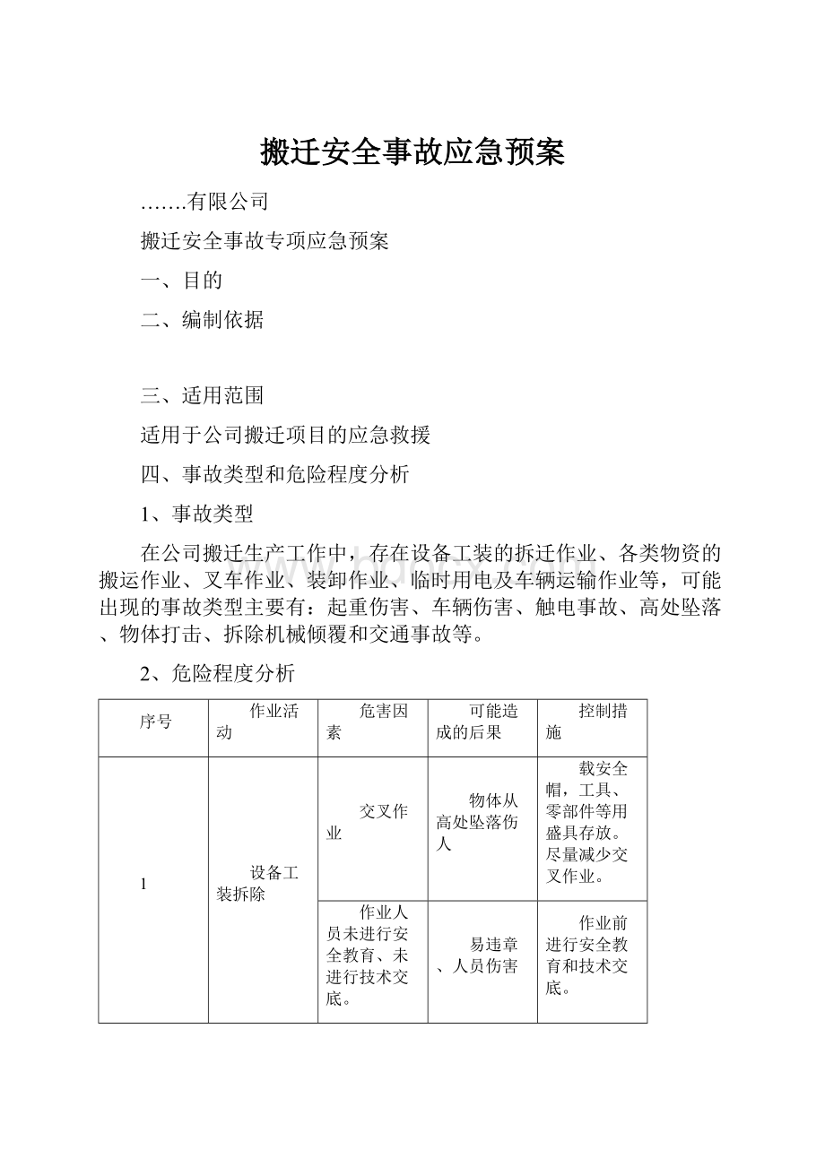 搬迁安全事故应急预案.docx_第1页