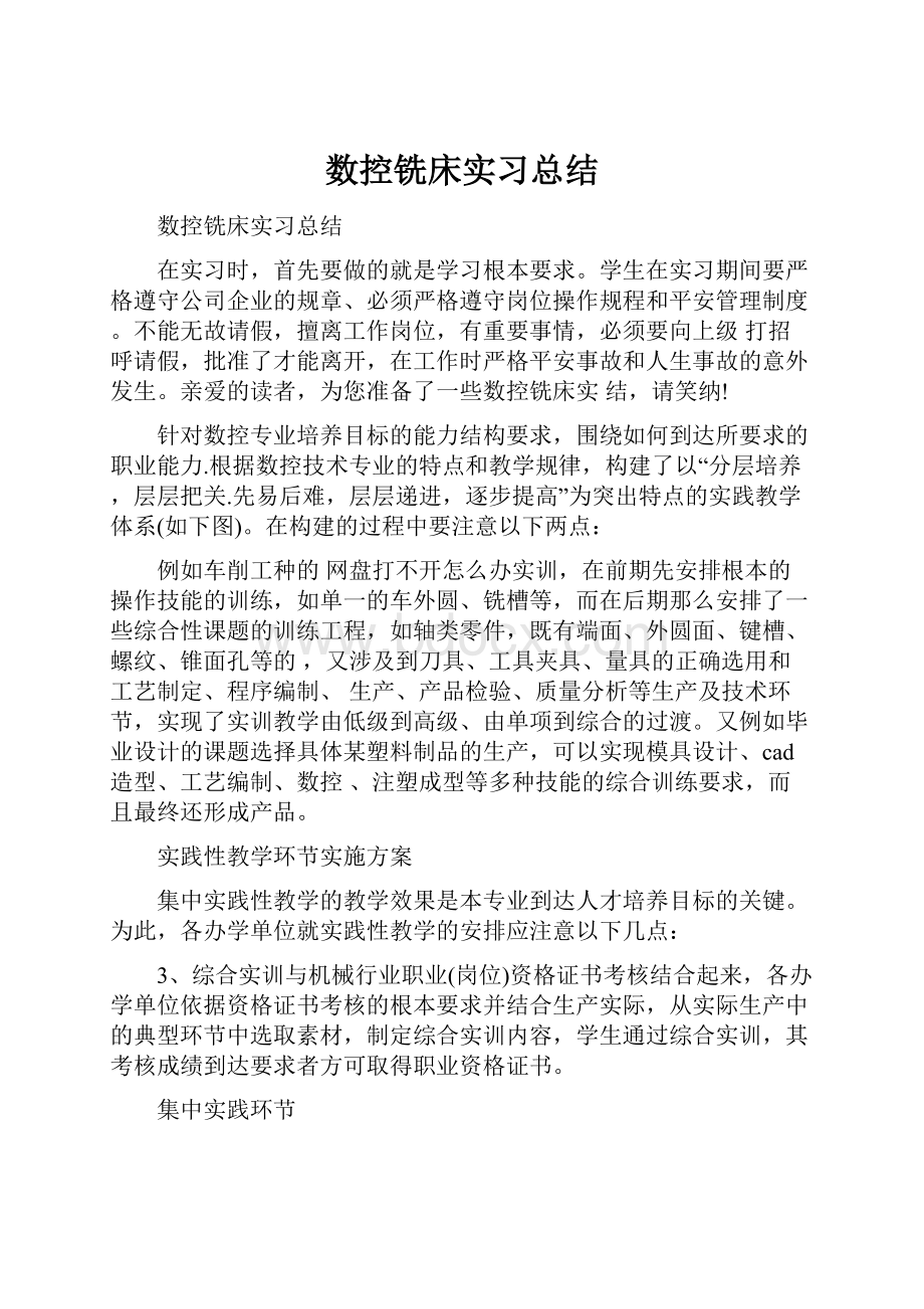 数控铣床实习总结.docx