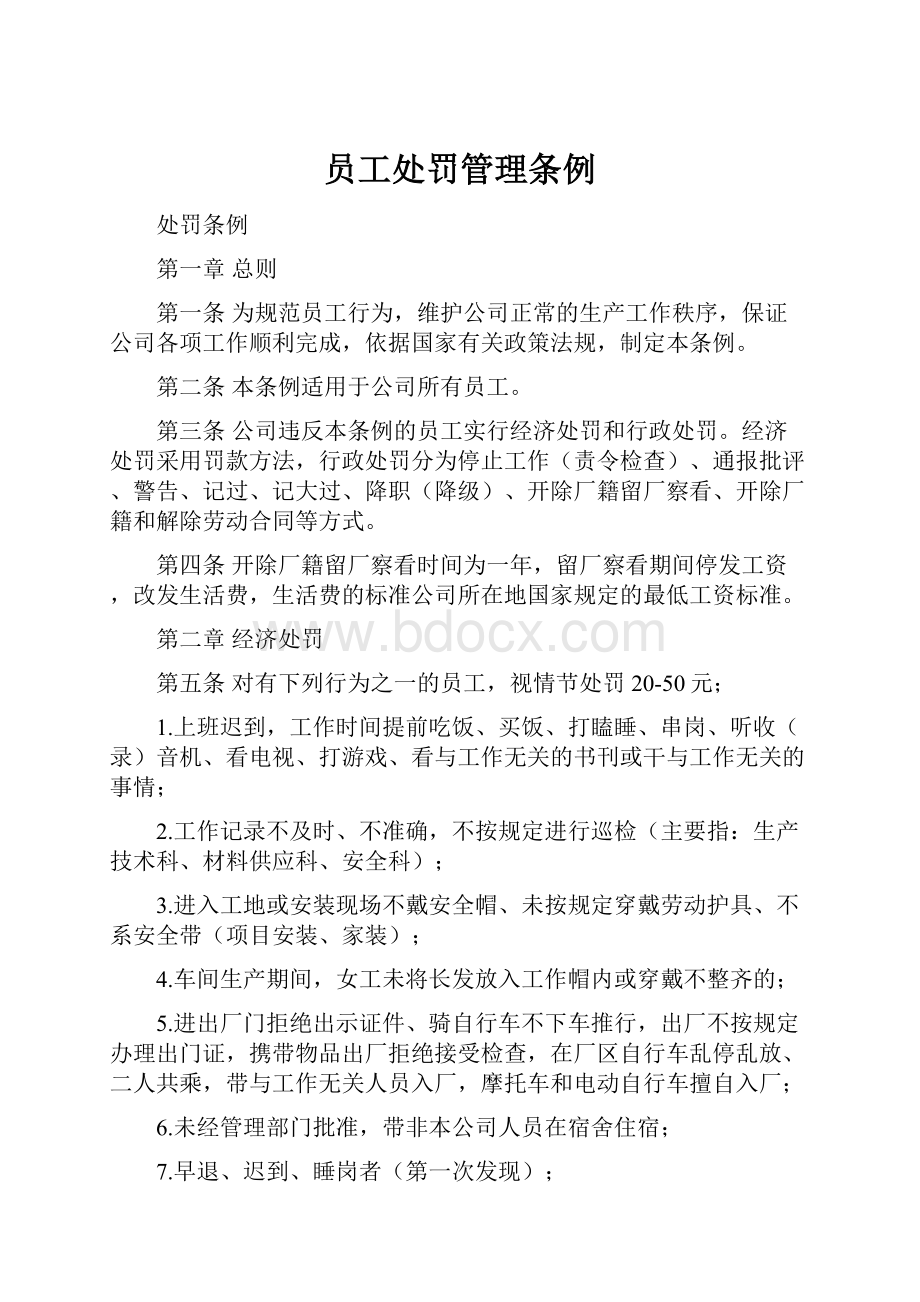 员工处罚管理条例.docx_第1页