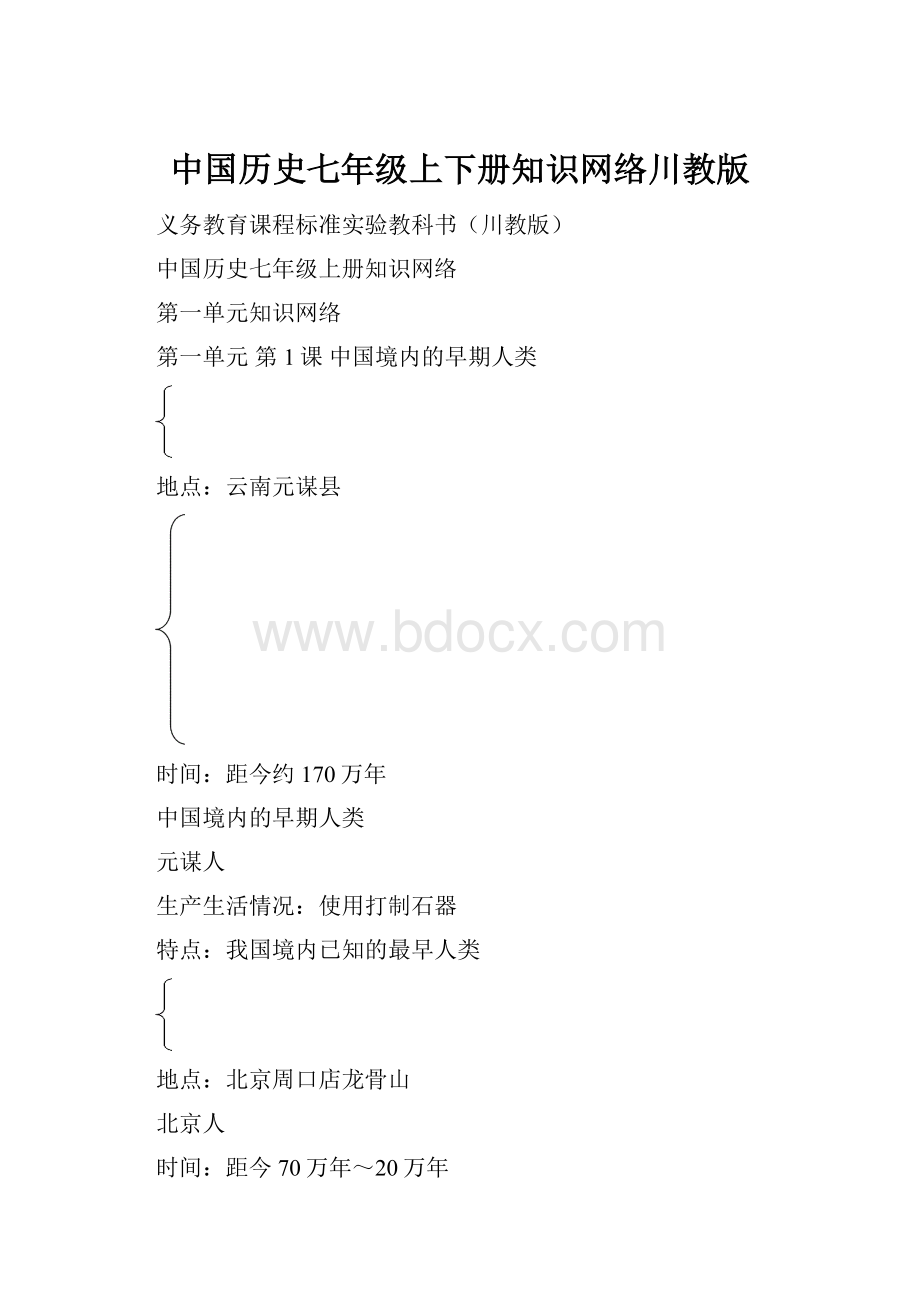 中国历史七年级上下册知识网络川教版.docx