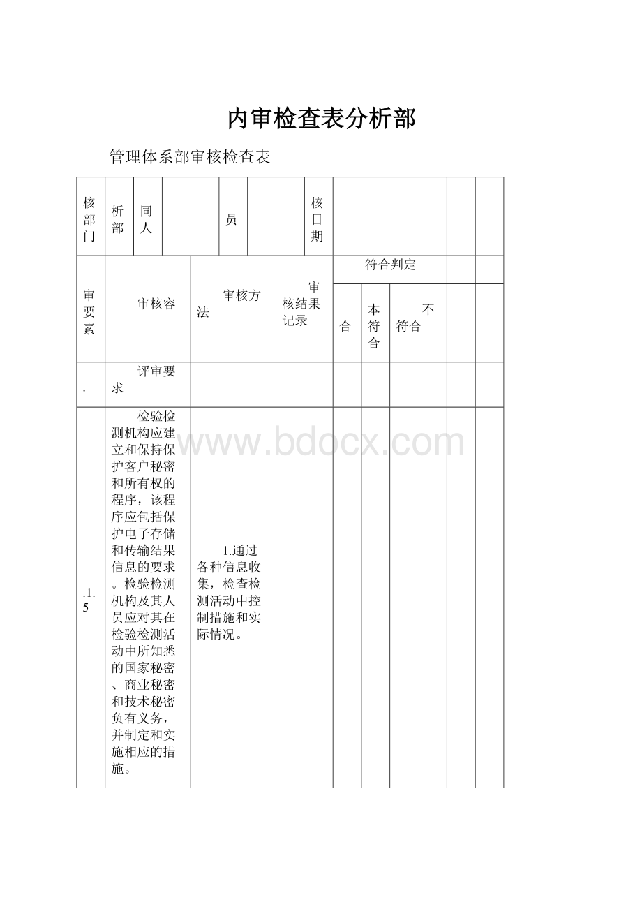 内审检查表分析部.docx