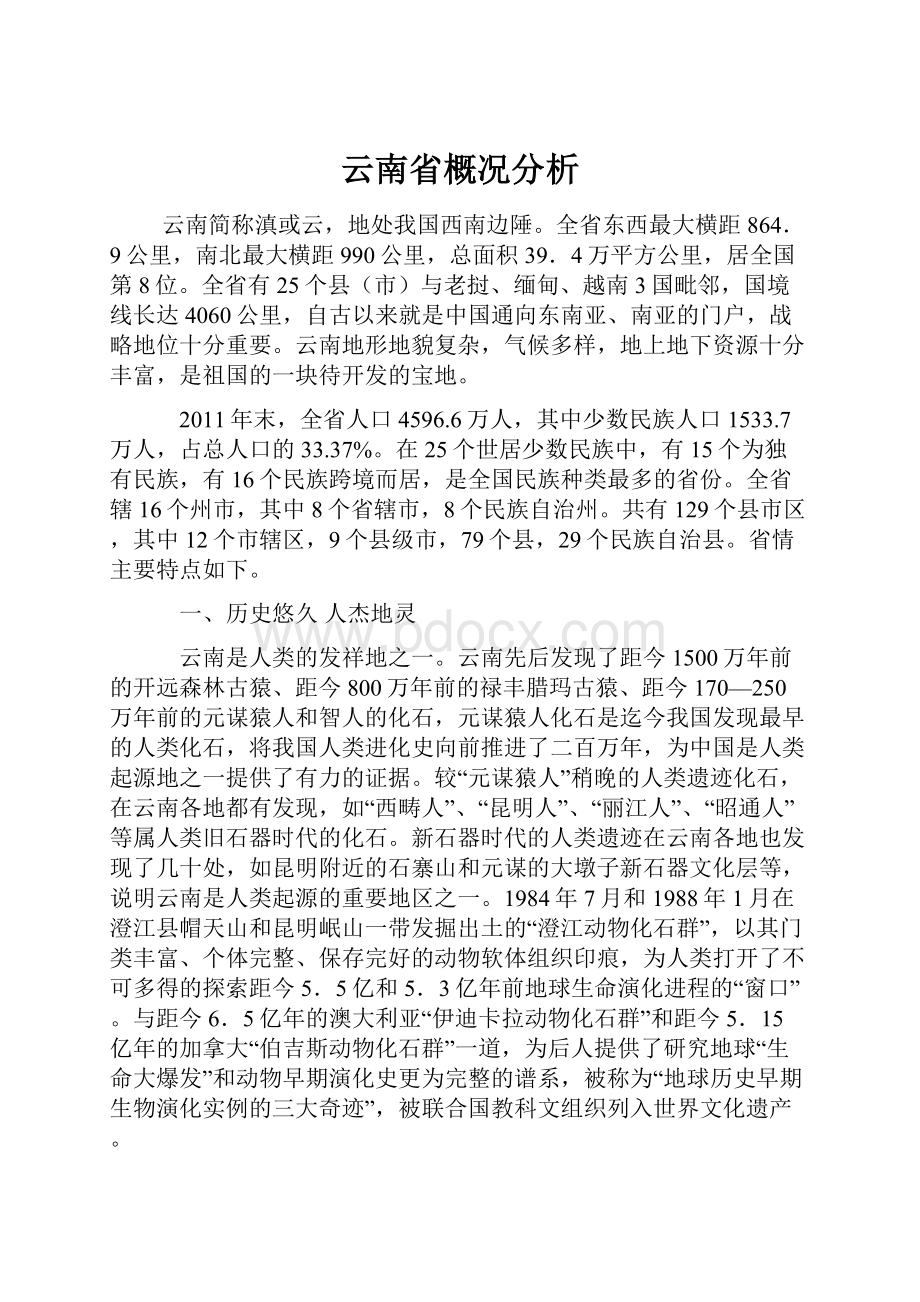 云南省概况分析.docx