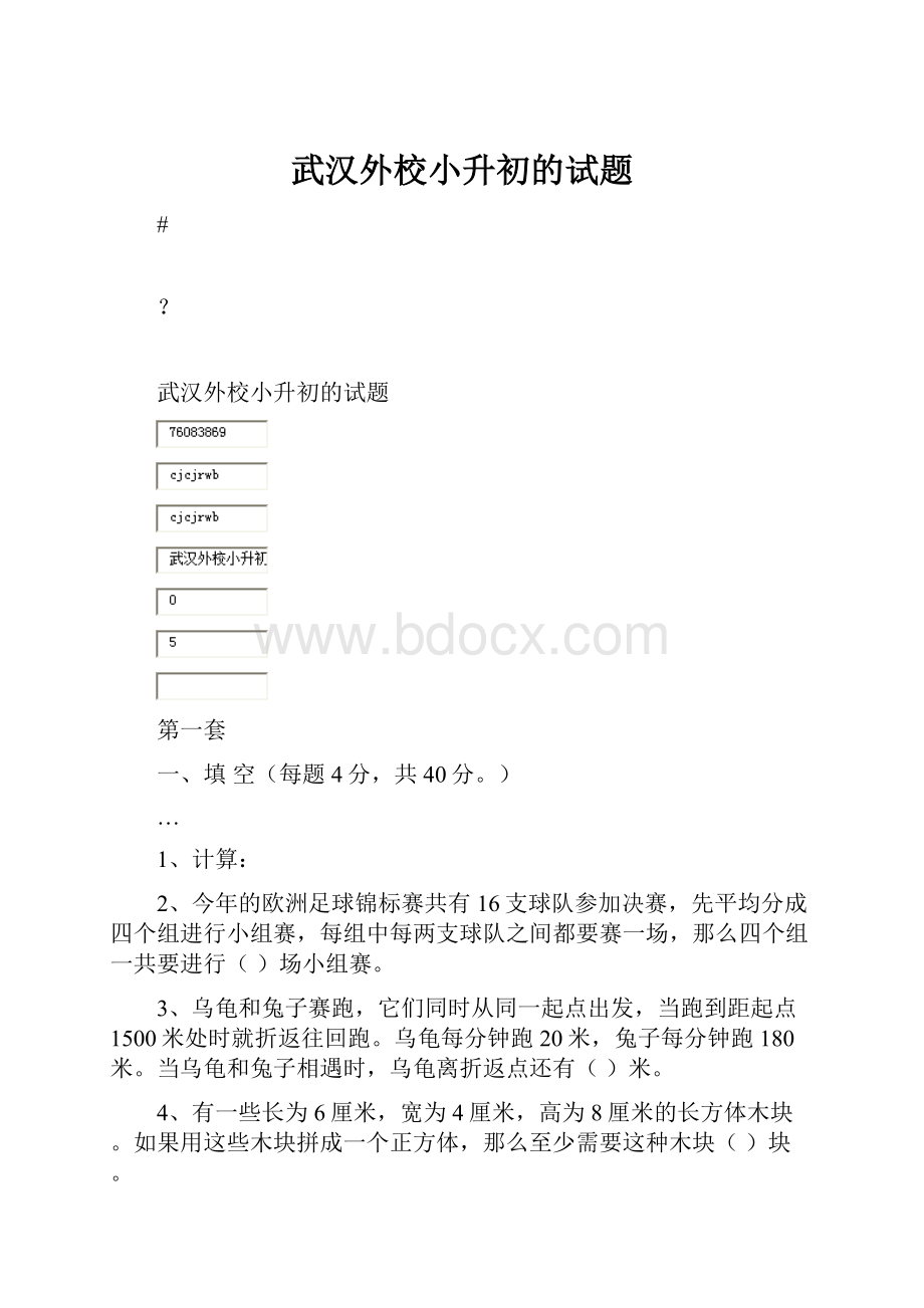 武汉外校小升初的试题.docx