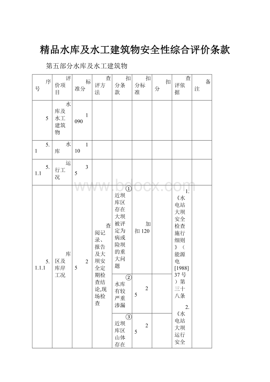 精品水库及水工建筑物安全性综合评价条款.docx_第1页