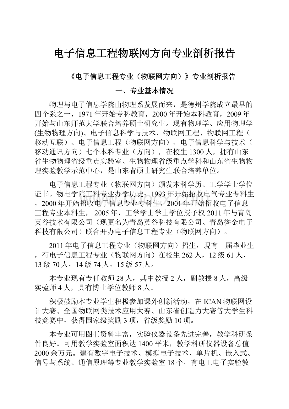 电子信息工程物联网方向专业剖析报告.docx_第1页