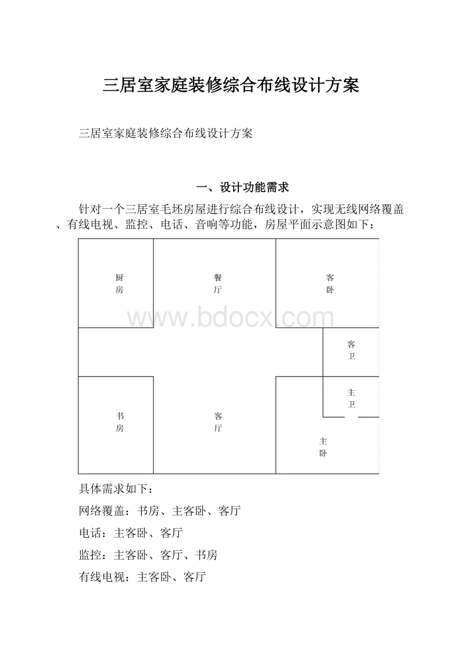 三居室家庭装修综合布线设计方案.docx