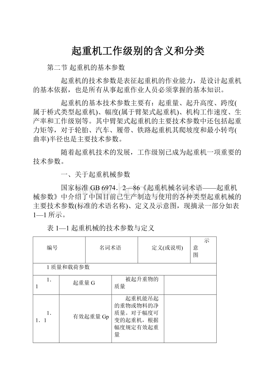 起重机工作级别的含义和分类.docx