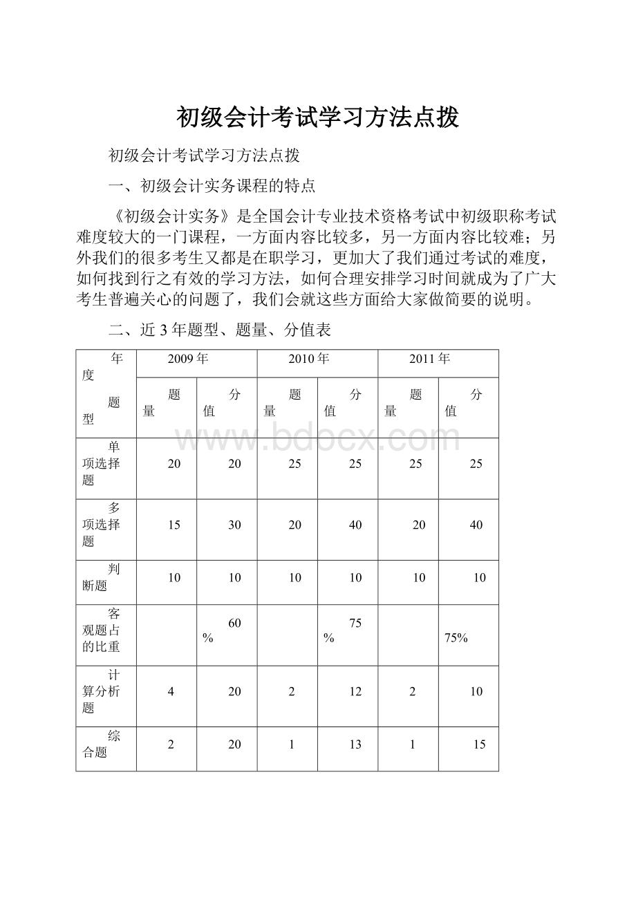 初级会计考试学习方法点拨.docx