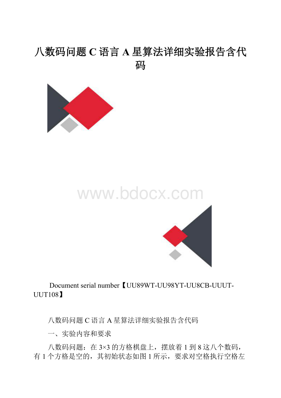 八数码问题C语言A星算法详细实验报告含代码.docx