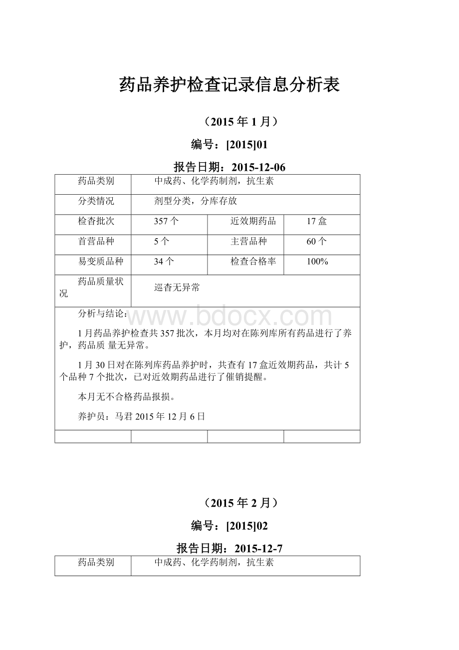 药品养护检查记录信息分析表.docx