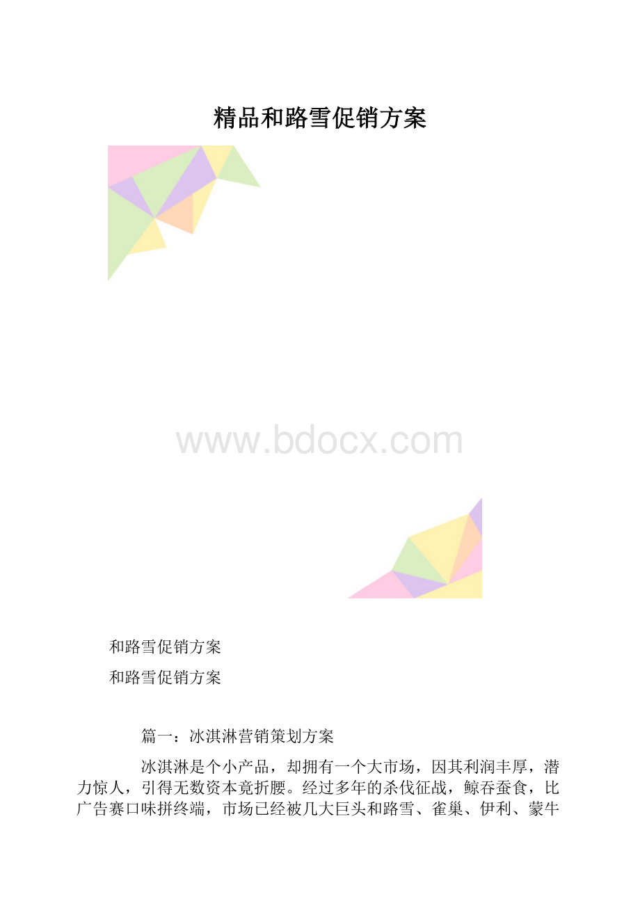 精品和路雪促销方案.docx