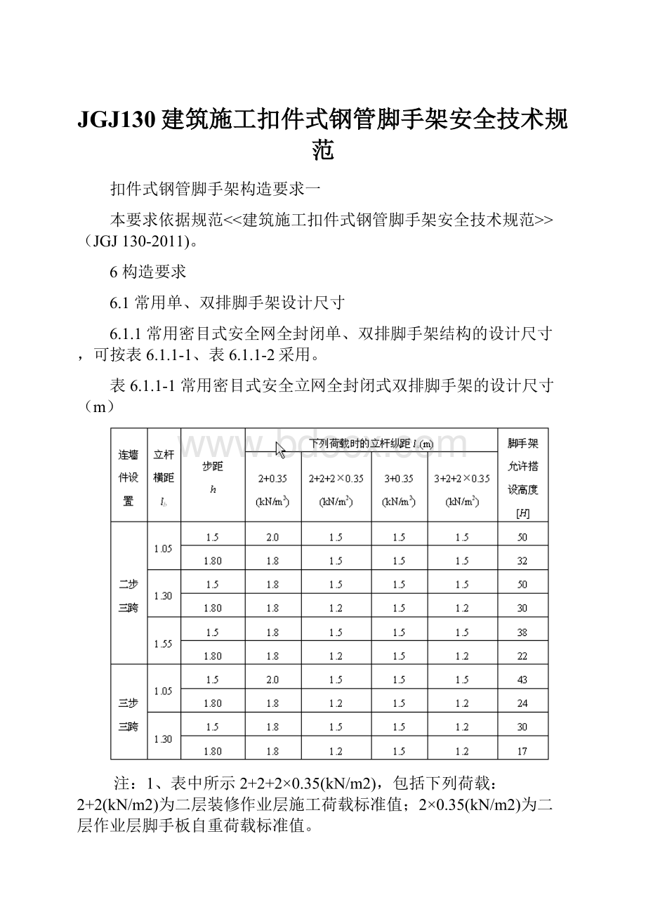 JGJ130建筑施工扣件式钢管脚手架安全技术规范.docx