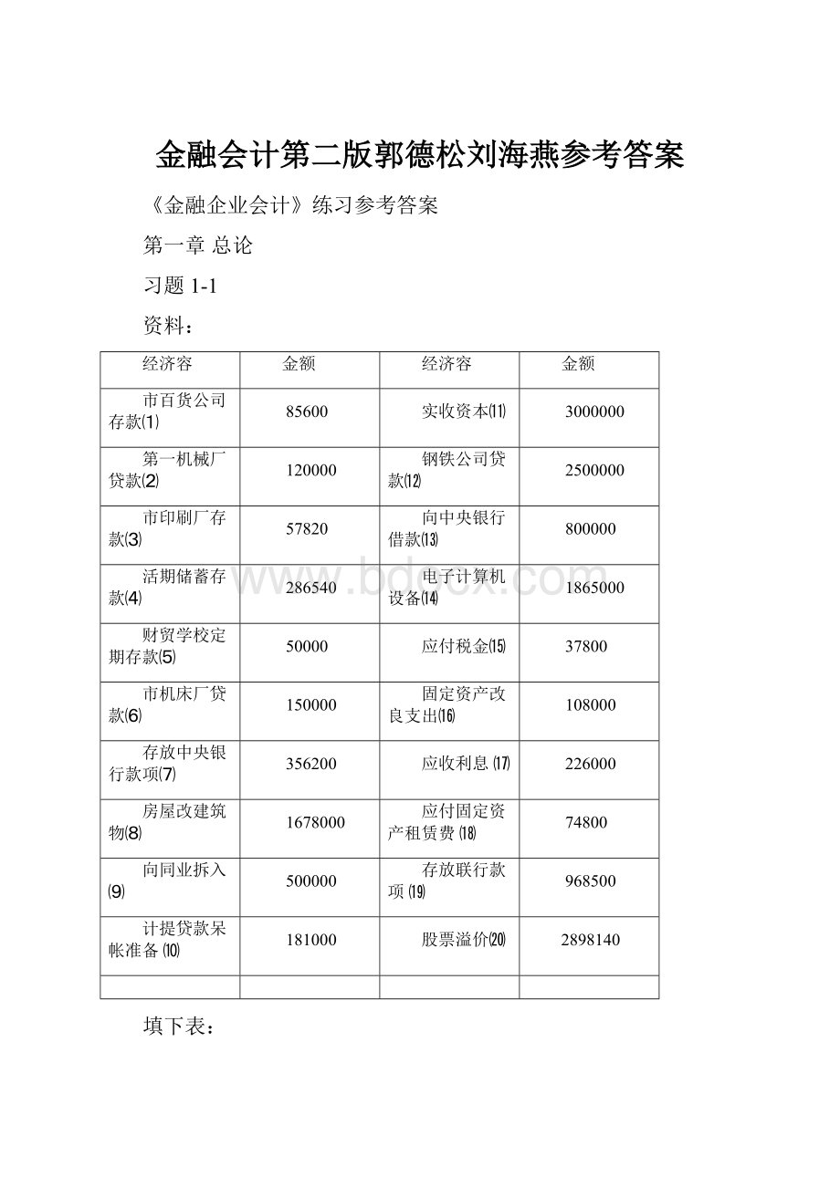 金融会计第二版郭德松刘海燕参考答案.docx