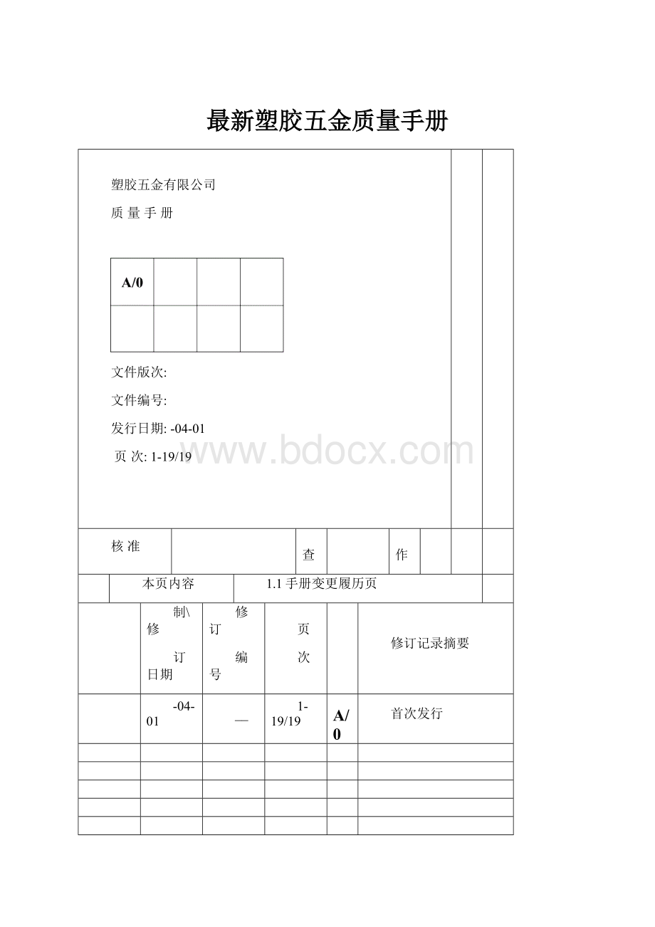 最新塑胶五金质量手册.docx