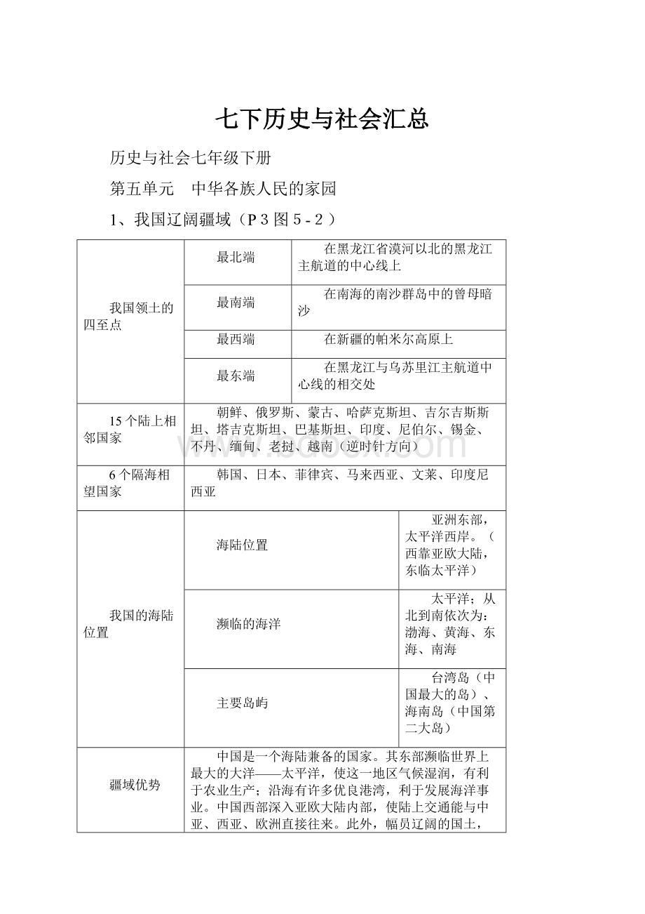 七下历史与社会汇总.docx