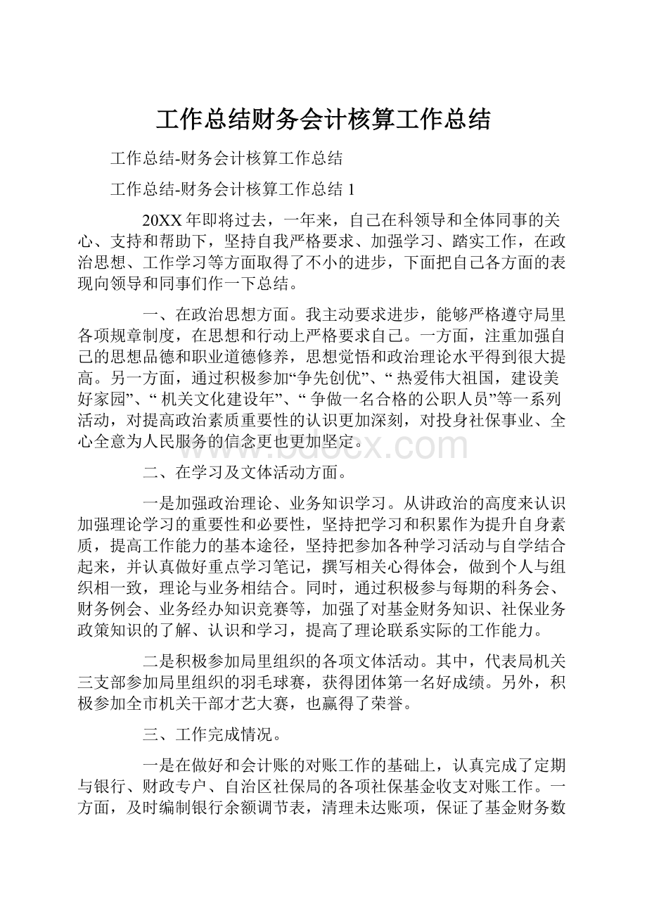 工作总结财务会计核算工作总结.docx