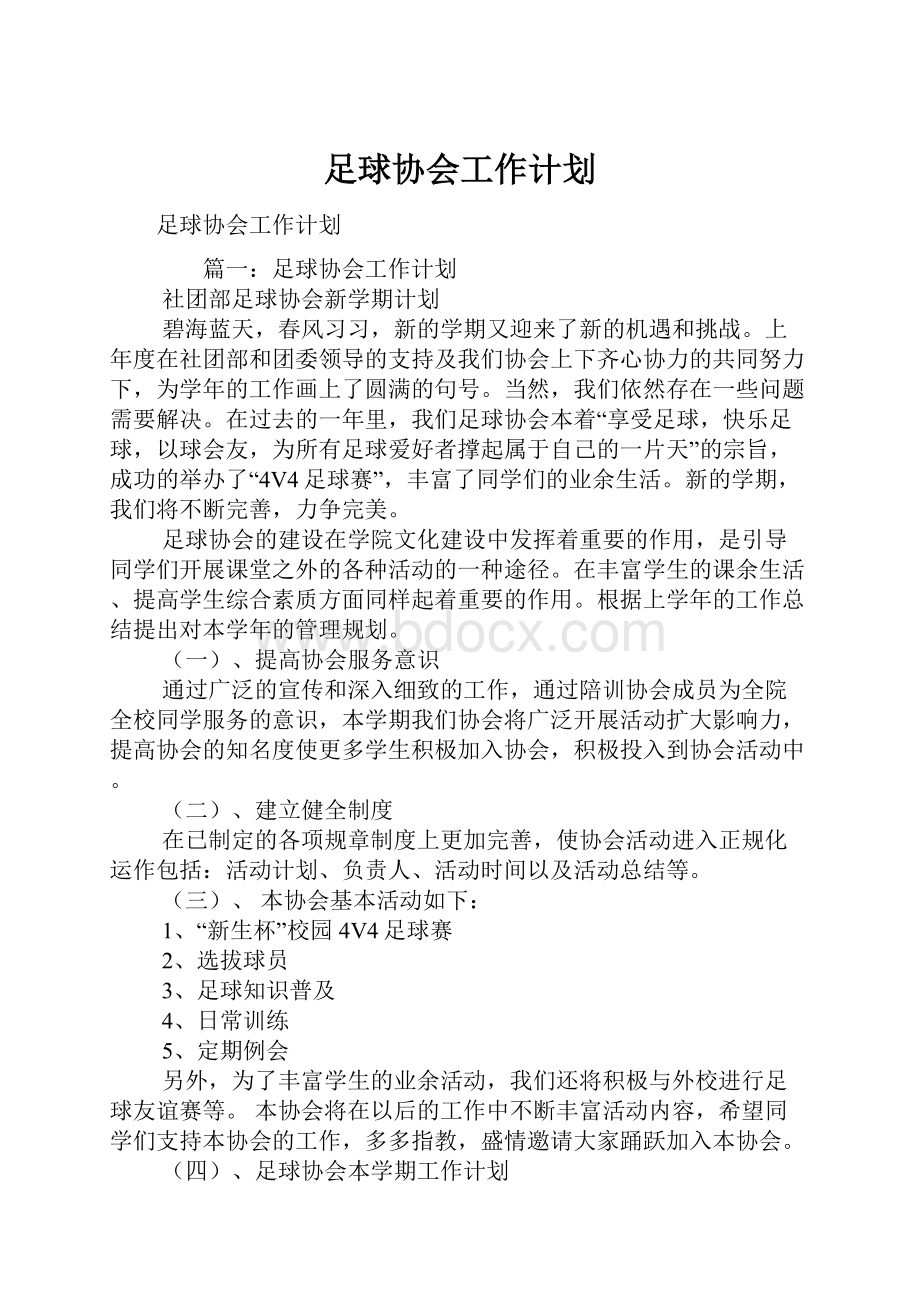 足球协会工作计划.docx