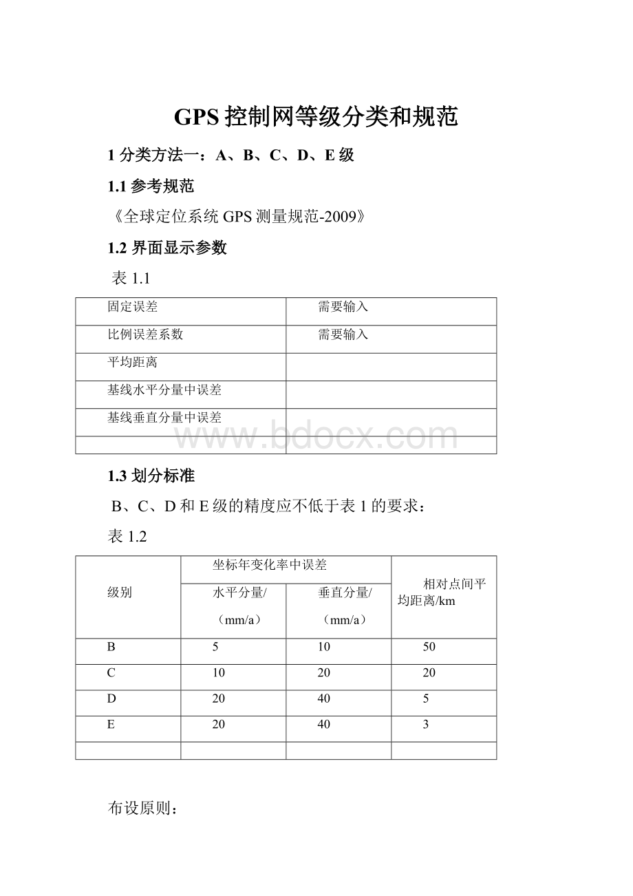 GPS控制网等级分类和规范.docx