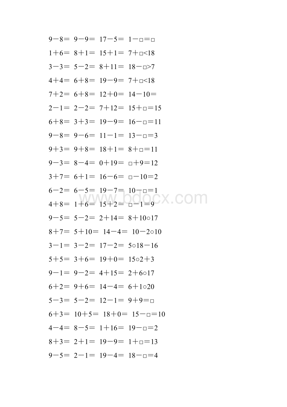 人教版小学一年级数学上册口算题10000道35.docx_第3页