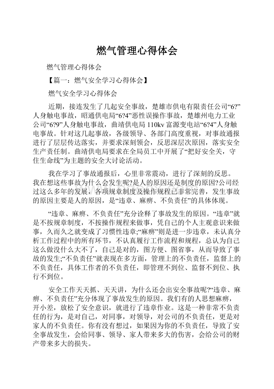 燃气管理心得体会.docx