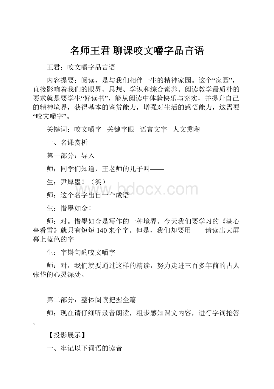 名师王君 聊课咬文嚼字品言语.docx