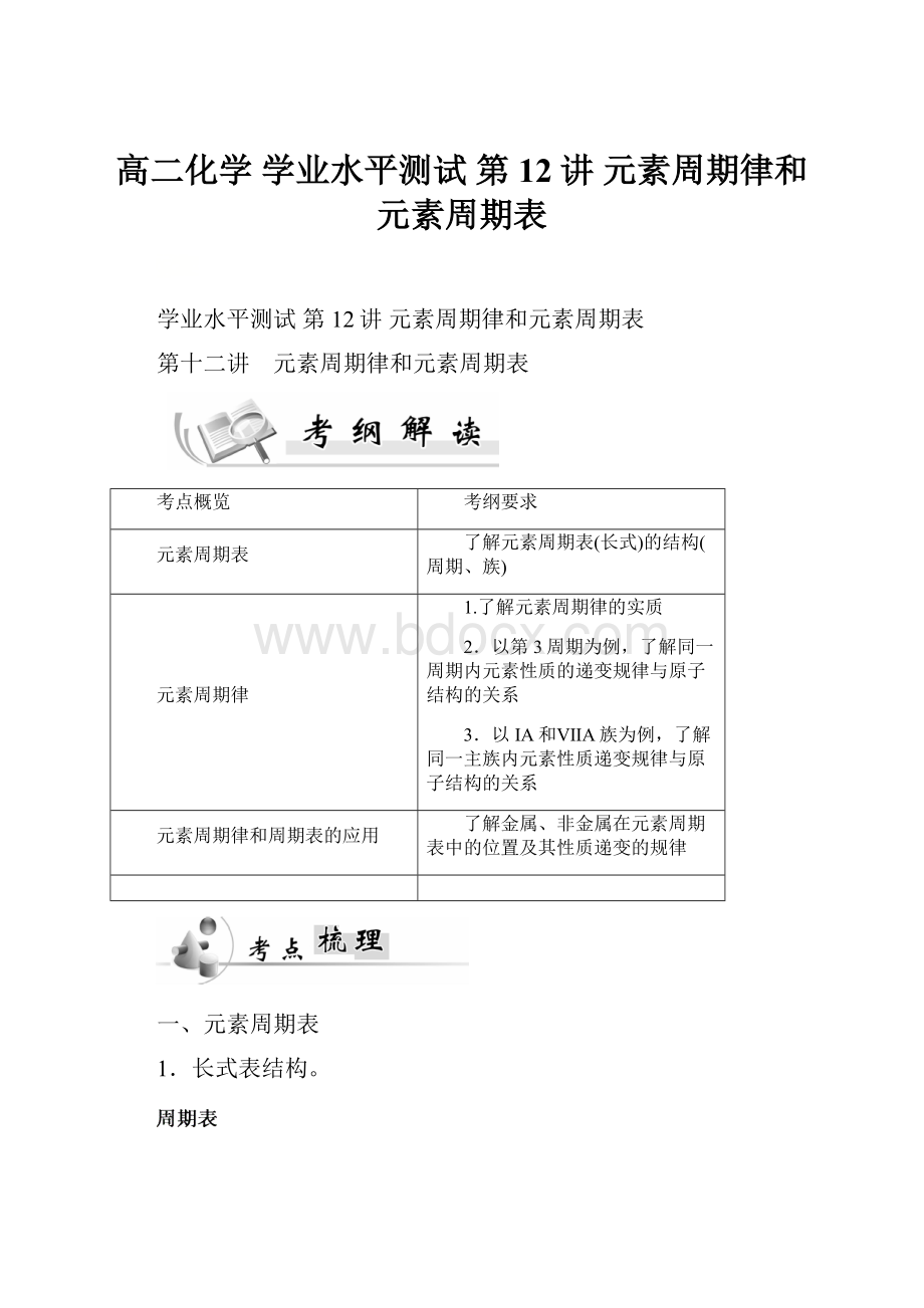 高二化学 学业水平测试 第12讲 元素周期律和元素周期表.docx_第1页