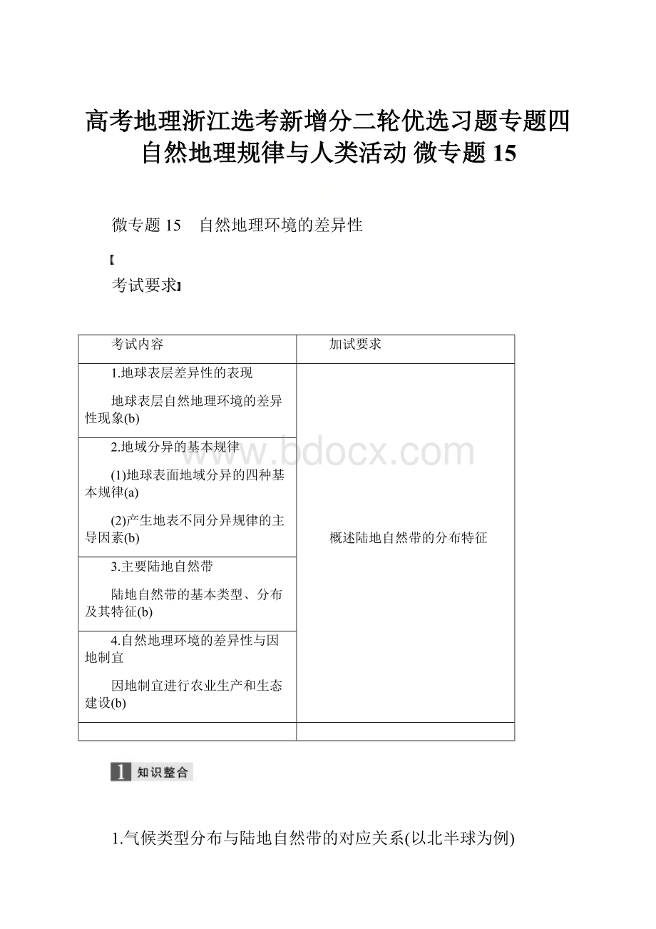 高考地理浙江选考新增分二轮优选习题专题四 自然地理规律与人类活动 微专题15.docx_第1页