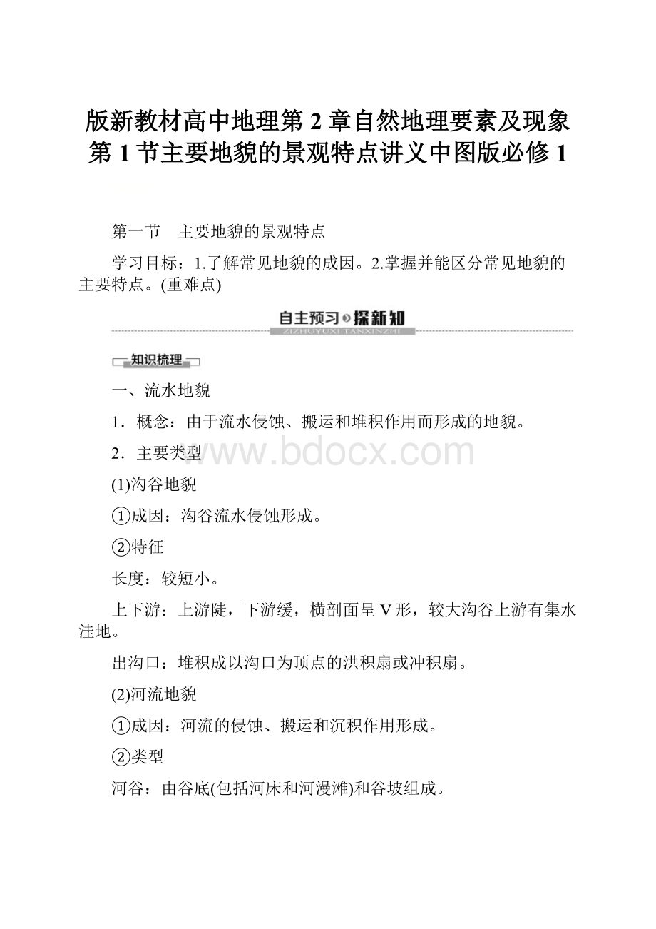 版新教材高中地理第2章自然地理要素及现象第1节主要地貌的景观特点讲义中图版必修1.docx_第1页