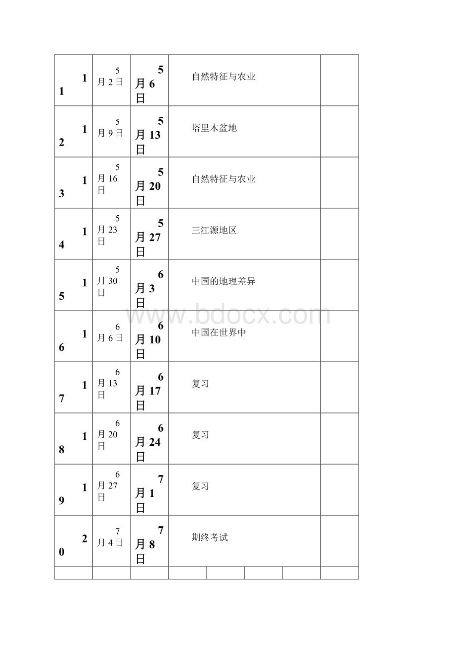 八年级下册地理进度表教育教养.docx_第3页