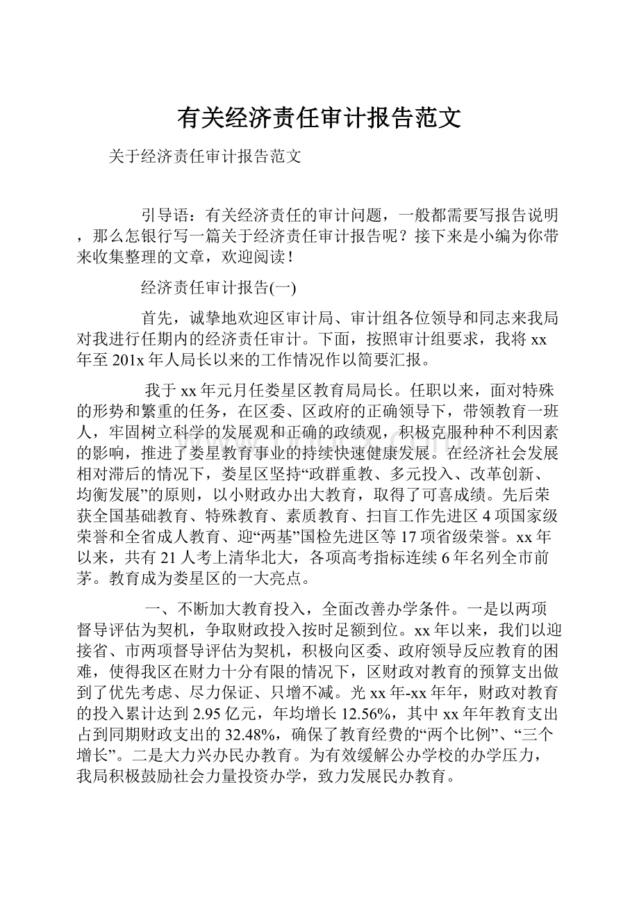 有关经济责任审计报告范文.docx