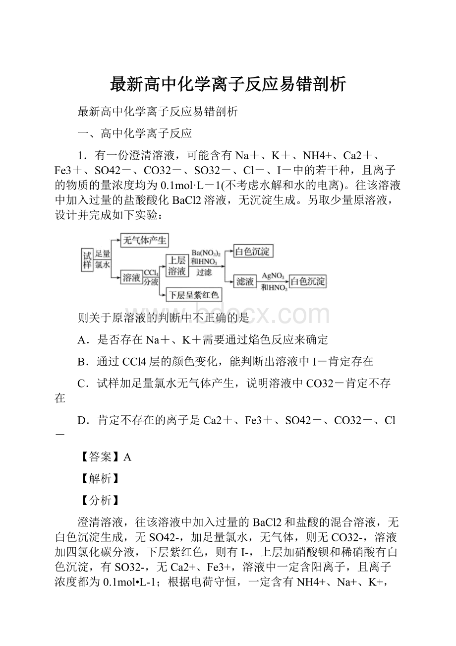 最新高中化学离子反应易错剖析.docx