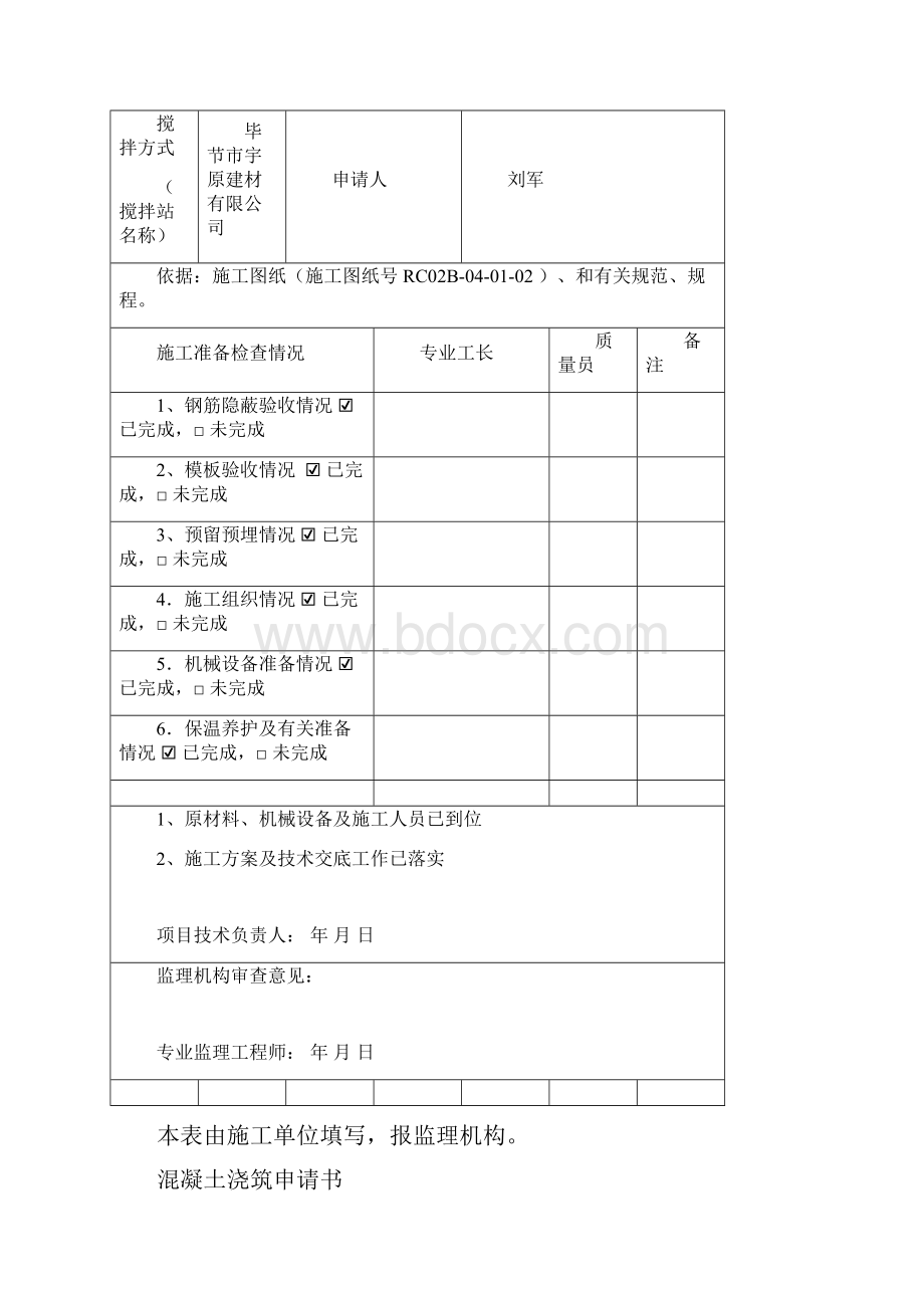 混凝土浇筑申请书.docx_第3页