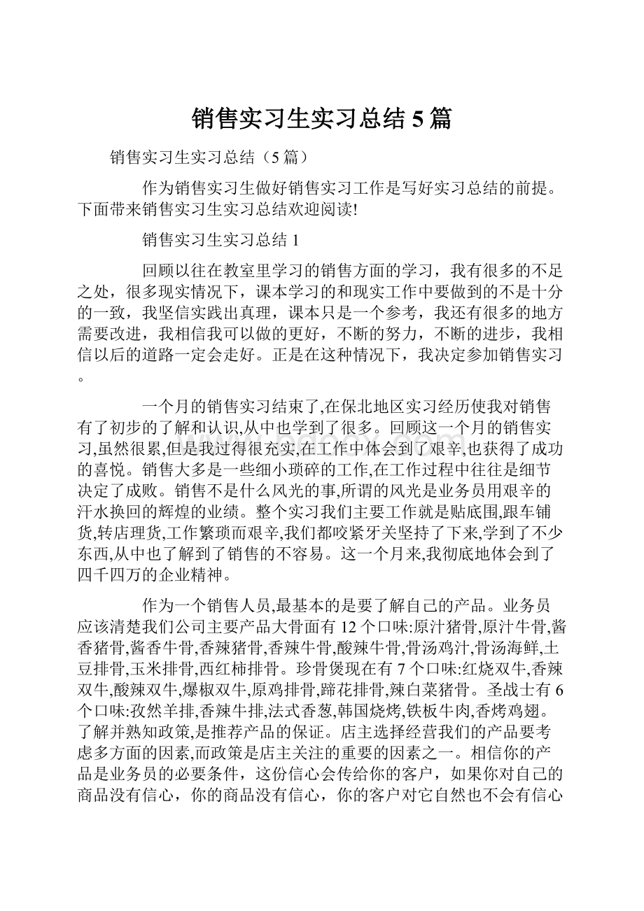 销售实习生实习总结5篇.docx