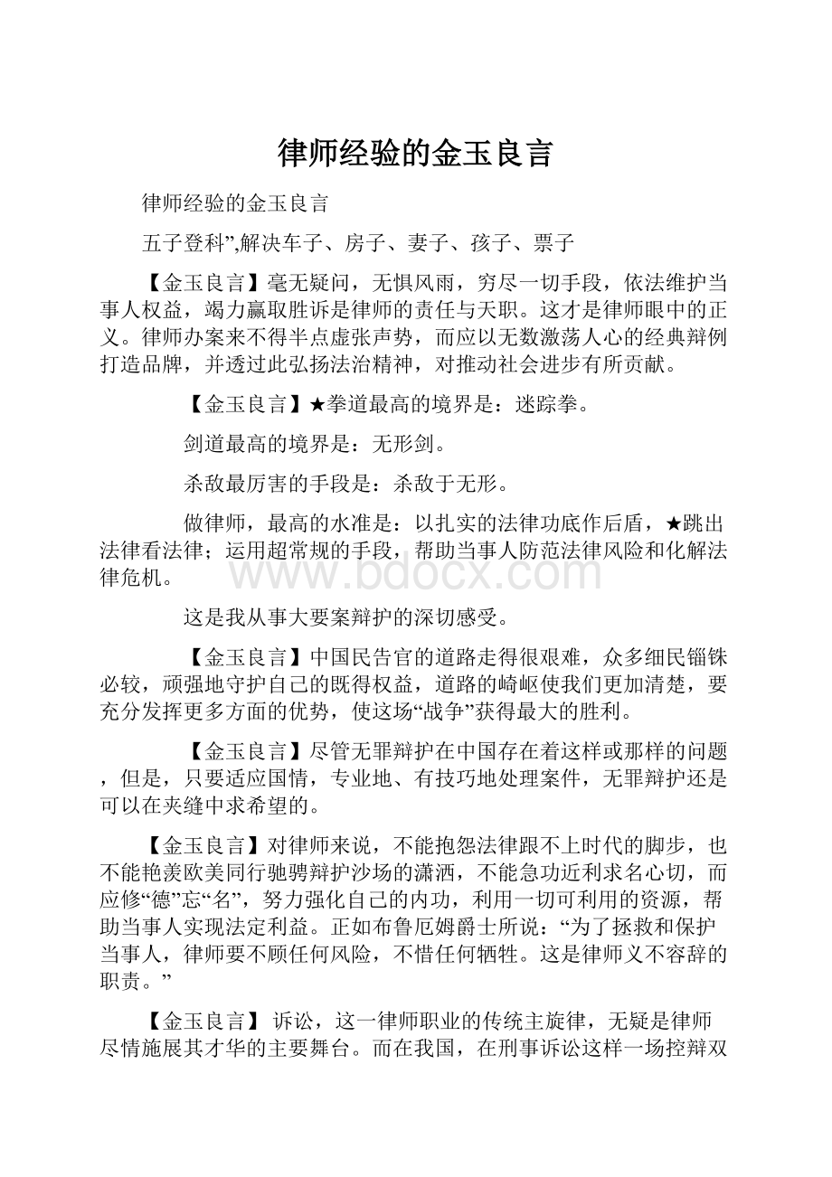 律师经验的金玉良言.docx