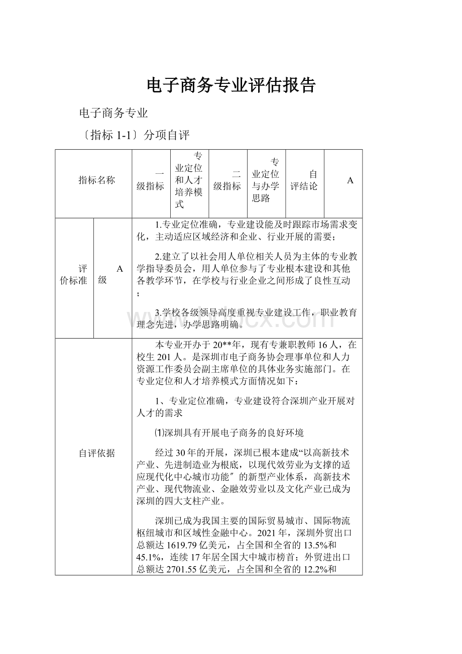 电子商务专业评估报告.docx_第1页