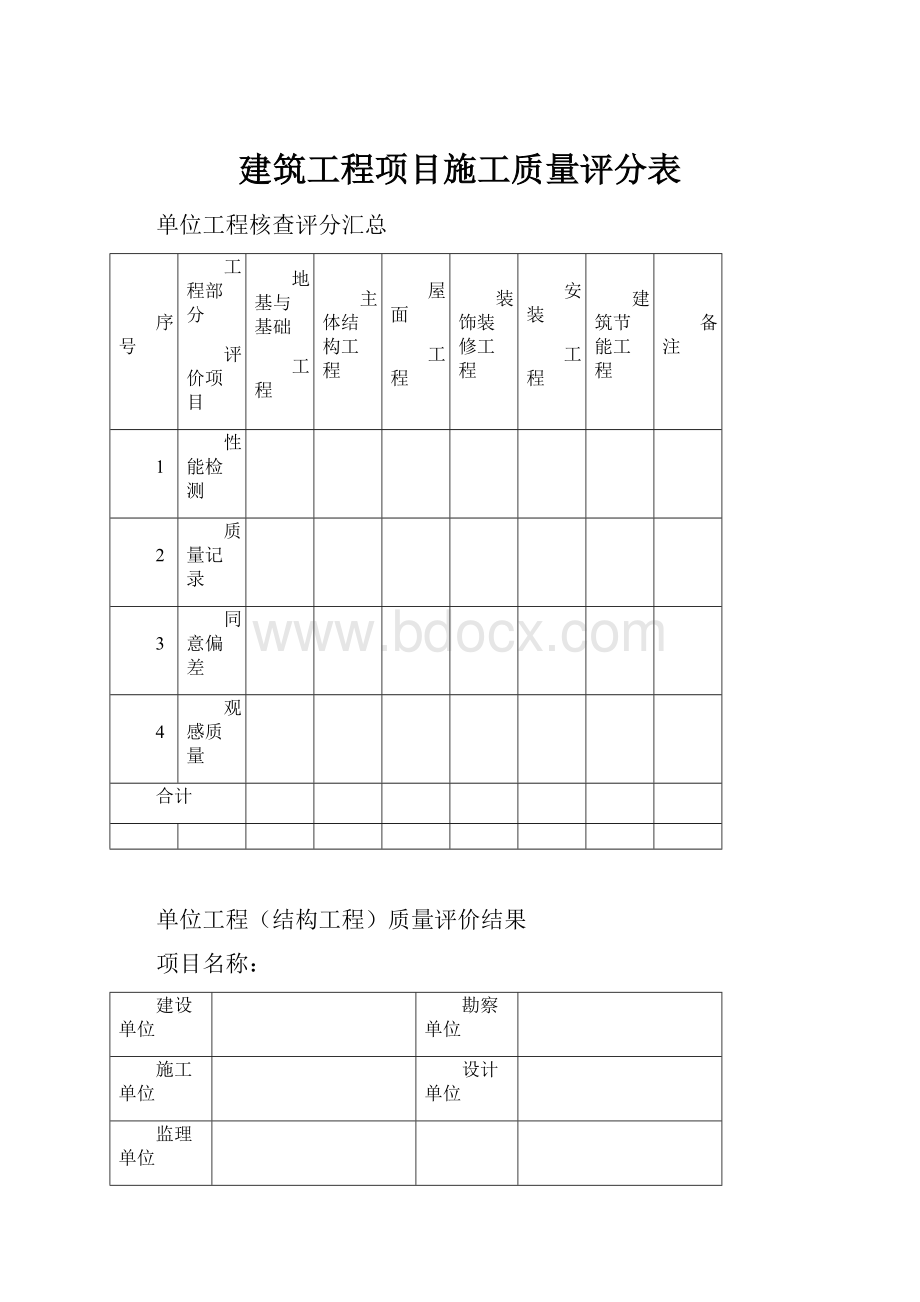 建筑工程项目施工质量评分表.docx