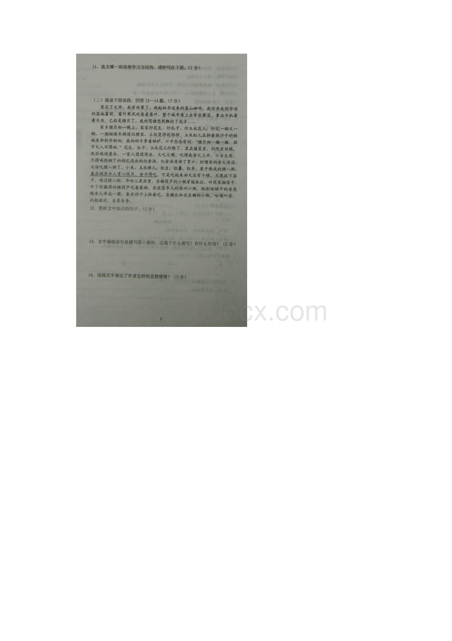 辽宁省沈阳市铁西区七年级语文上学期期中试题扫描版.docx_第3页