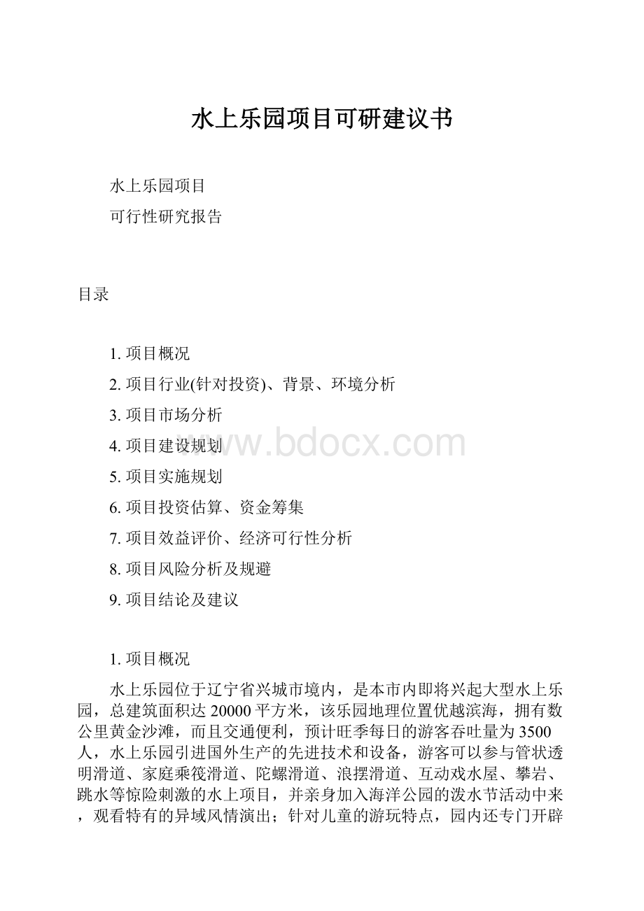 水上乐园项目可研建议书.docx