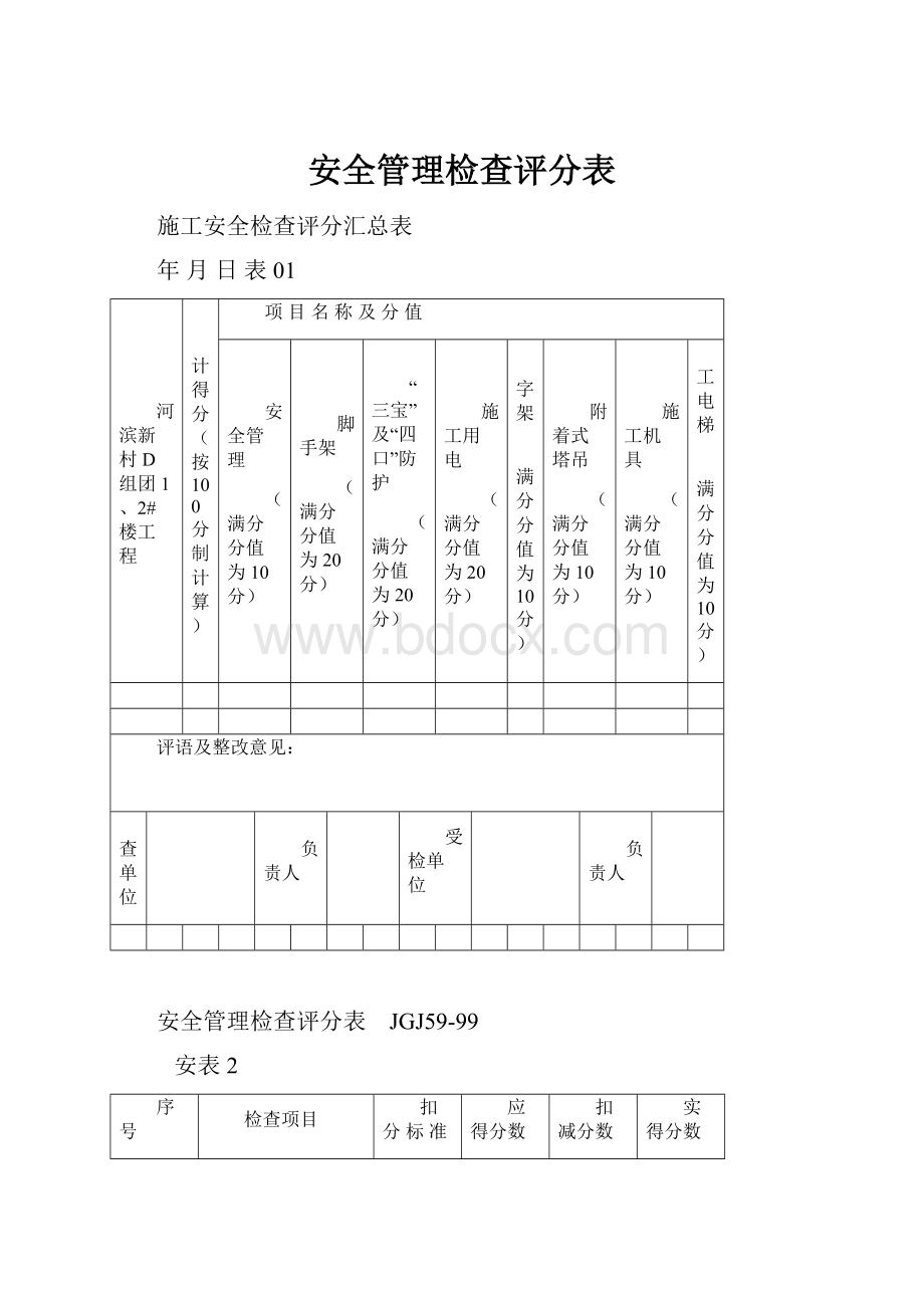 安全管理检查评分表.docx