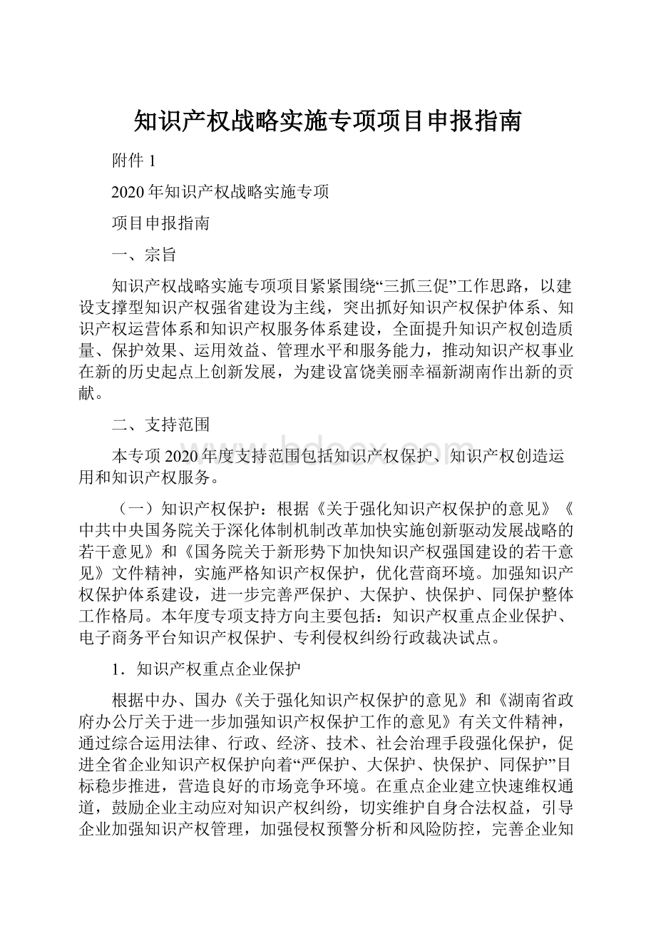 知识产权战略实施专项项目申报指南.docx