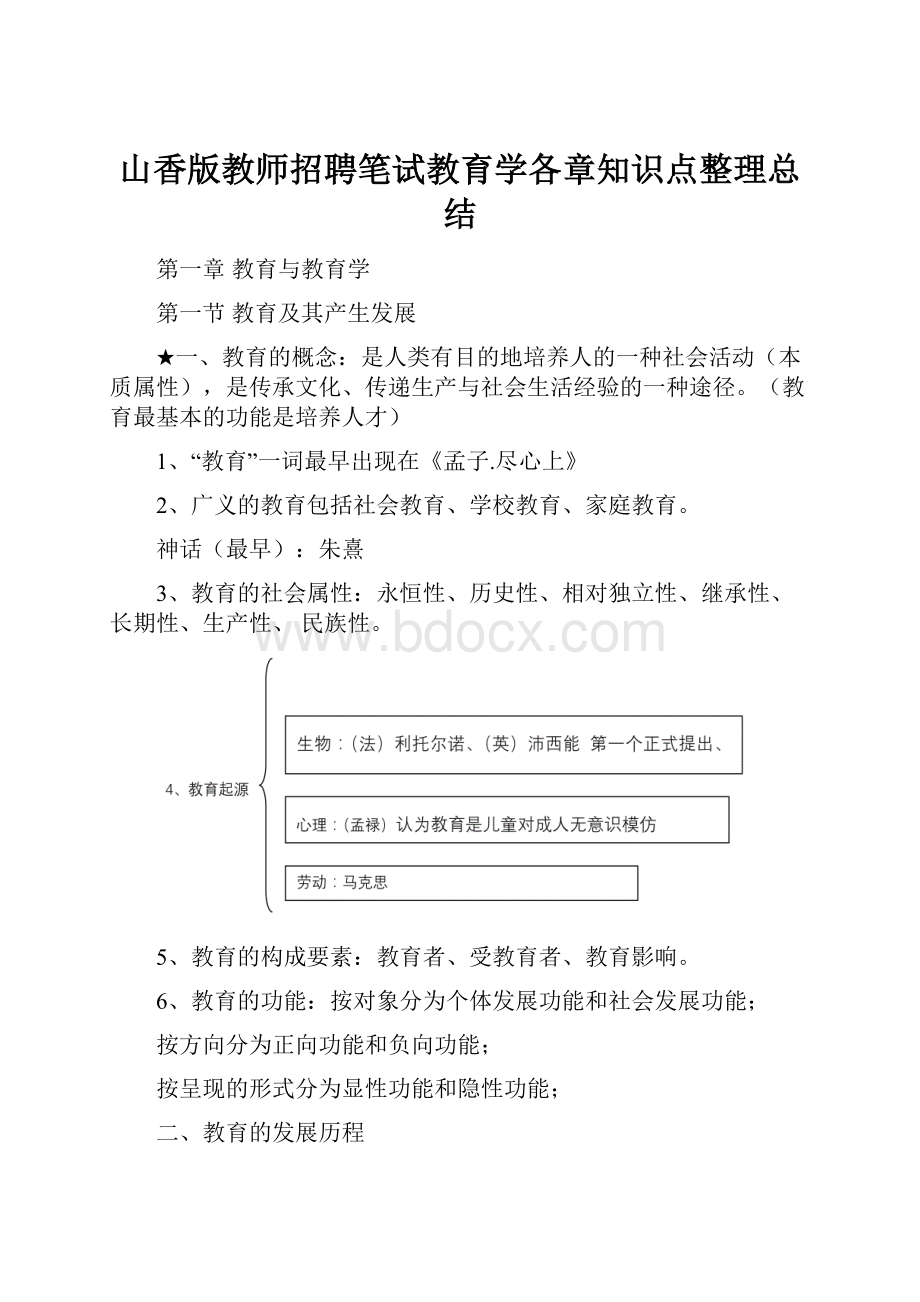 山香版教师招聘笔试教育学各章知识点整理总结.docx_第1页