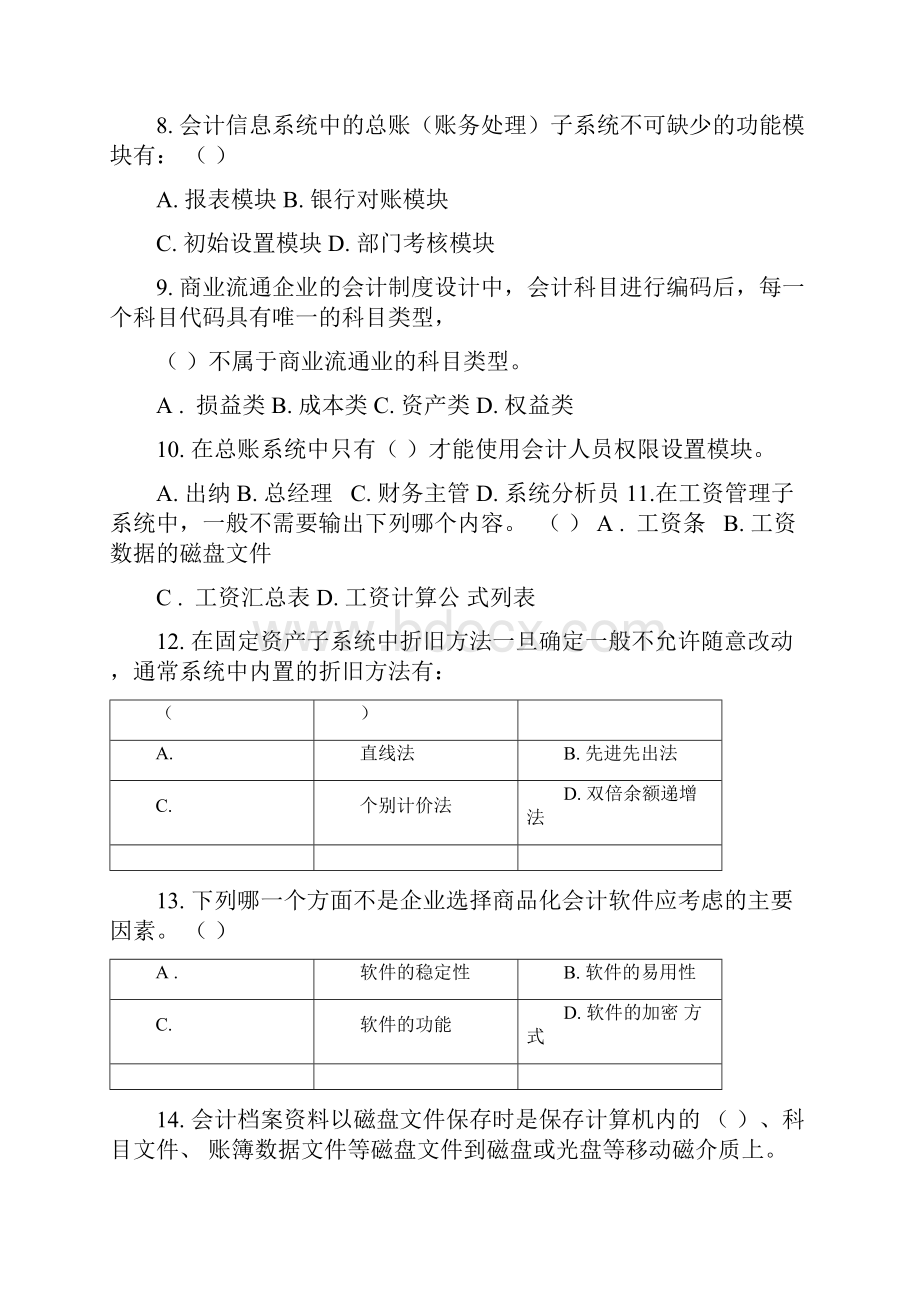 会计信息系统学年复习资料有答案.docx_第2页