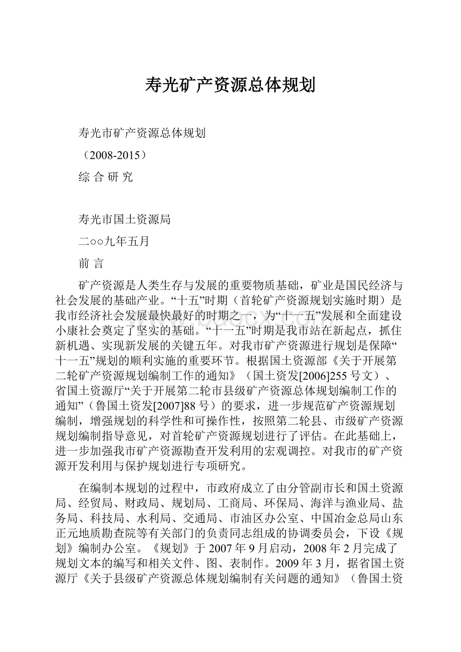 寿光矿产资源总体规划.docx